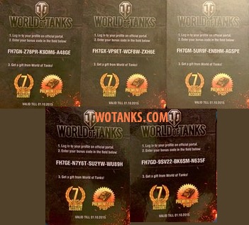 Название: пять бесплатных бонус кодов для World of Tanks.jpg
Просмотров: 5735

Размер: 46.4 Кб