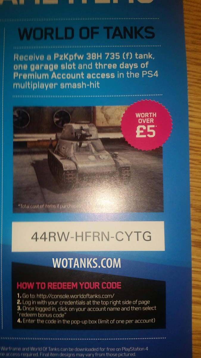 Нажмите на изображение для увеличения. 

Название:	бонус код wot для ps4.jpg 
Просмотров:	1540 
Размер:	709.0 Кб 
ID:	853
